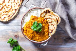 linsgryta med ris ovh naan