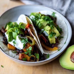 ugnsrostad tacoplåt i tortillas