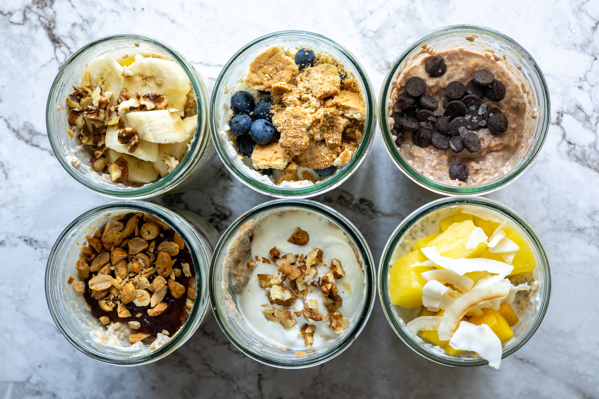 overnight oats i sex burkar med olika smaker